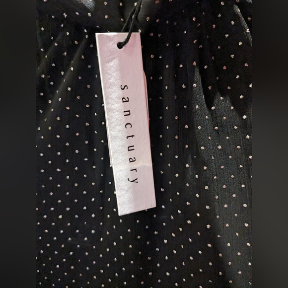 Sanctuary Sheer Volume Metallic Blouse In Black - Picture 2 of 3